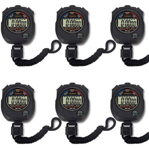 6 Pack Multi-Function Electronic Digital Sport Stopwatch Timer, Large Display With Date Time And Alarm Function,Suitable For Spo