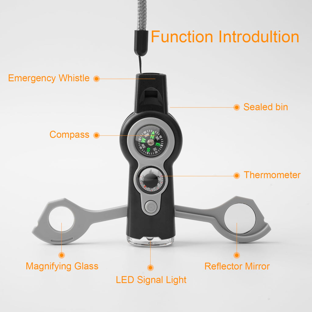 Binboll Emergency Survival Function Whistle, Outdoor Multifunctional Tool Safety Whistle With Lanyard, Ideal For Kayaking, Boati