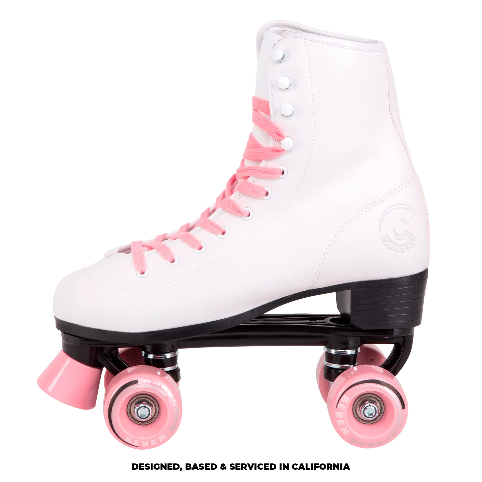 C Seven C7Skates Quad Roller Skates | Retro Design (Candy Pink, Youth 1)