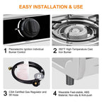 Camplux Camping Stove 2 Burners 19,600 Btu, Stainless Steel Gas Stove With Auto Ignition