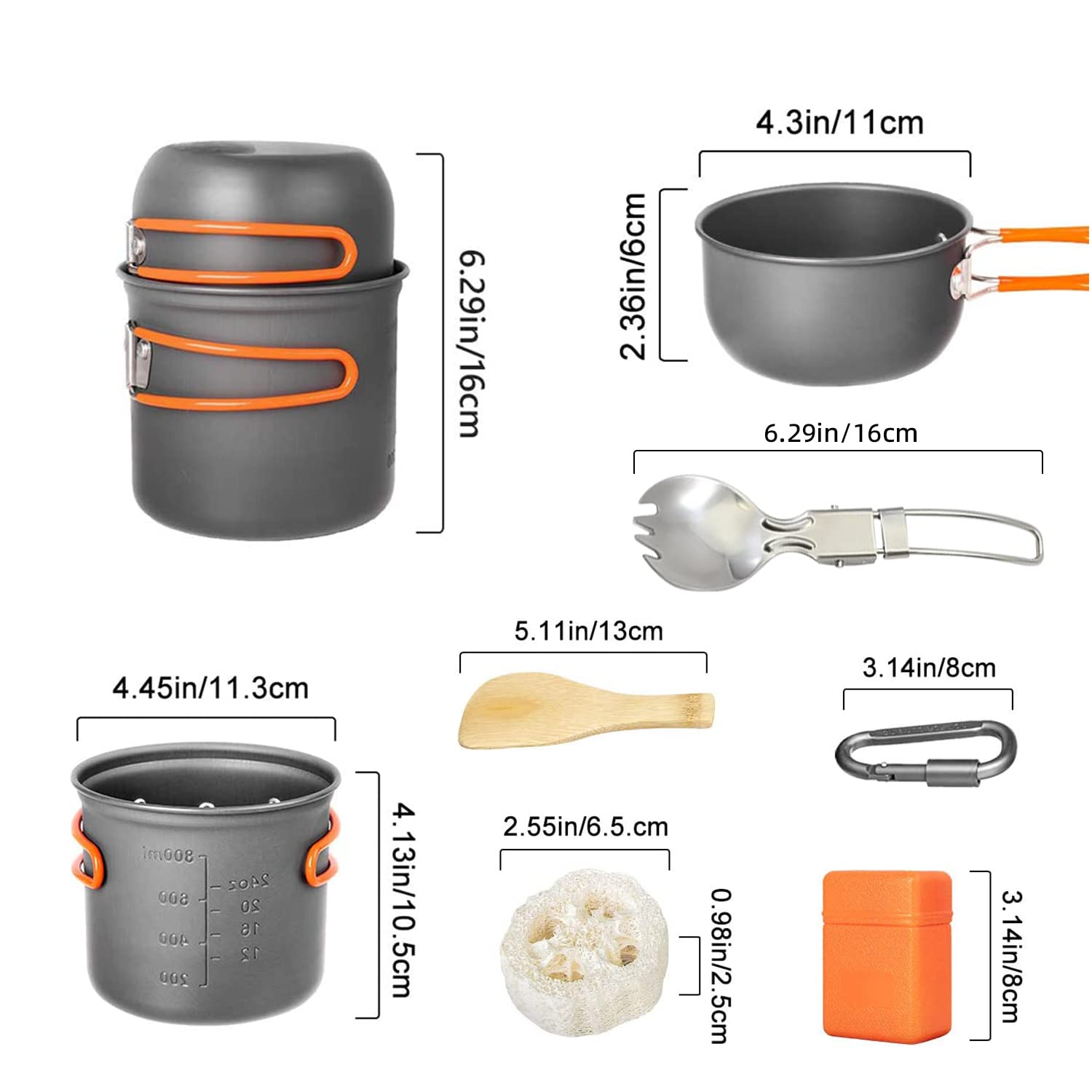 Camping Cookware Set Portable Camp Stove With Lightweight Pots And Pans Set Non-Stick Backpacking Cooking Set Camping Mess Kit W