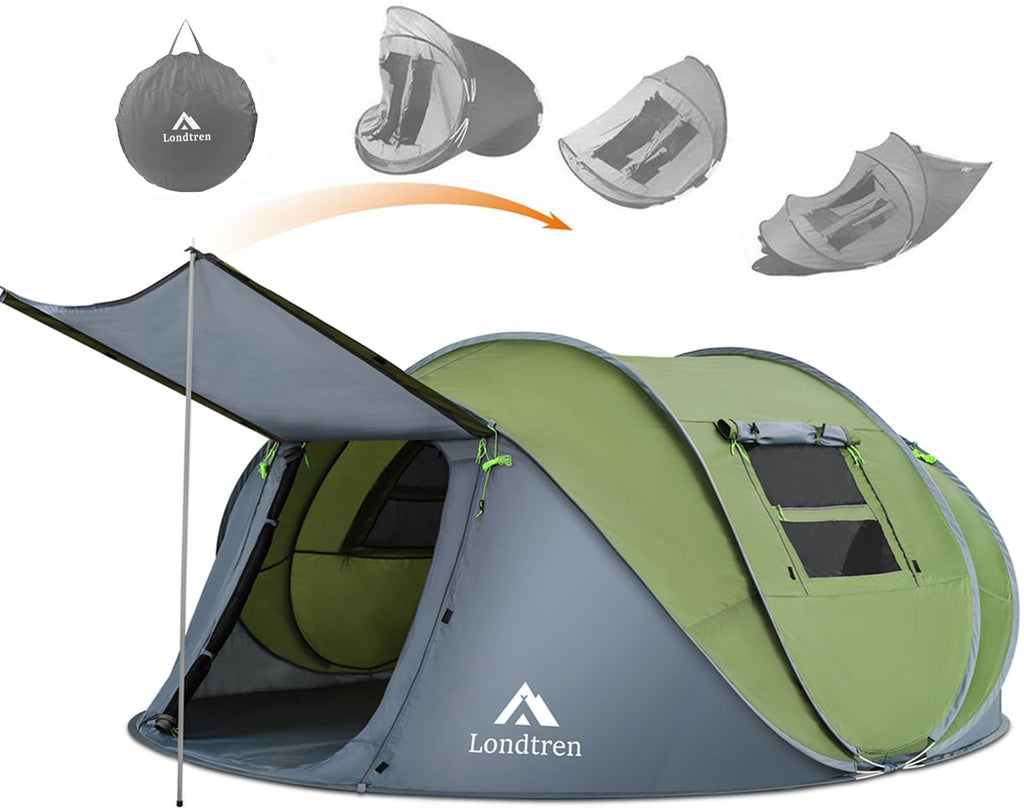 4-5 Person Easy Pop Up Tent Waterproof Automatic Setup 2 Doors-Instant Family Tents For Camping Hiking & Traveling