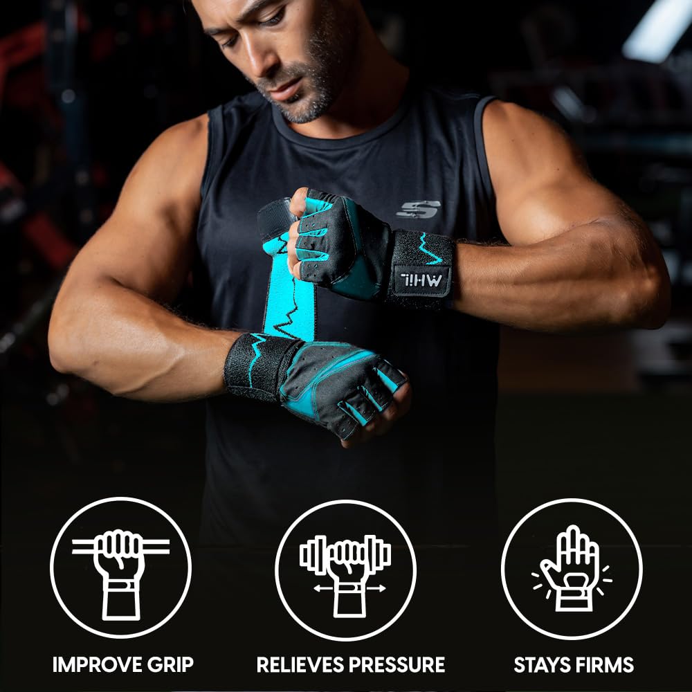 MhIL Workout Gloves for Men - Comfortable Gym Gloves for Men with Enhanced Grip for Safety and Hand Protection - Weight Lifting