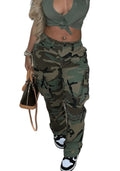 Symina Womens Camo Cargo Pants High Waist Camouflage Casual Long Skinny Joggers with Pockets