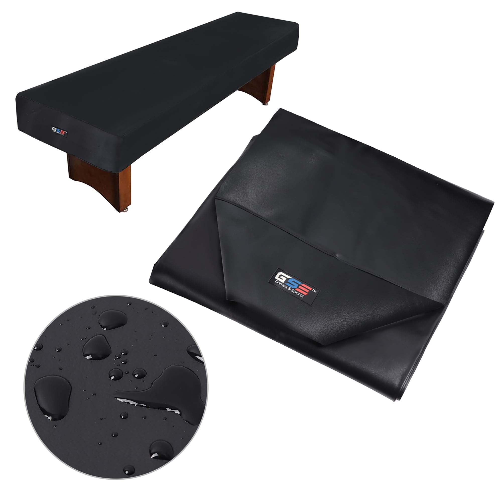 Gse 12 Heavy-Duty Leatherette Shuffleboard Table Cover For Shuffleboard Table Accessories(Black)