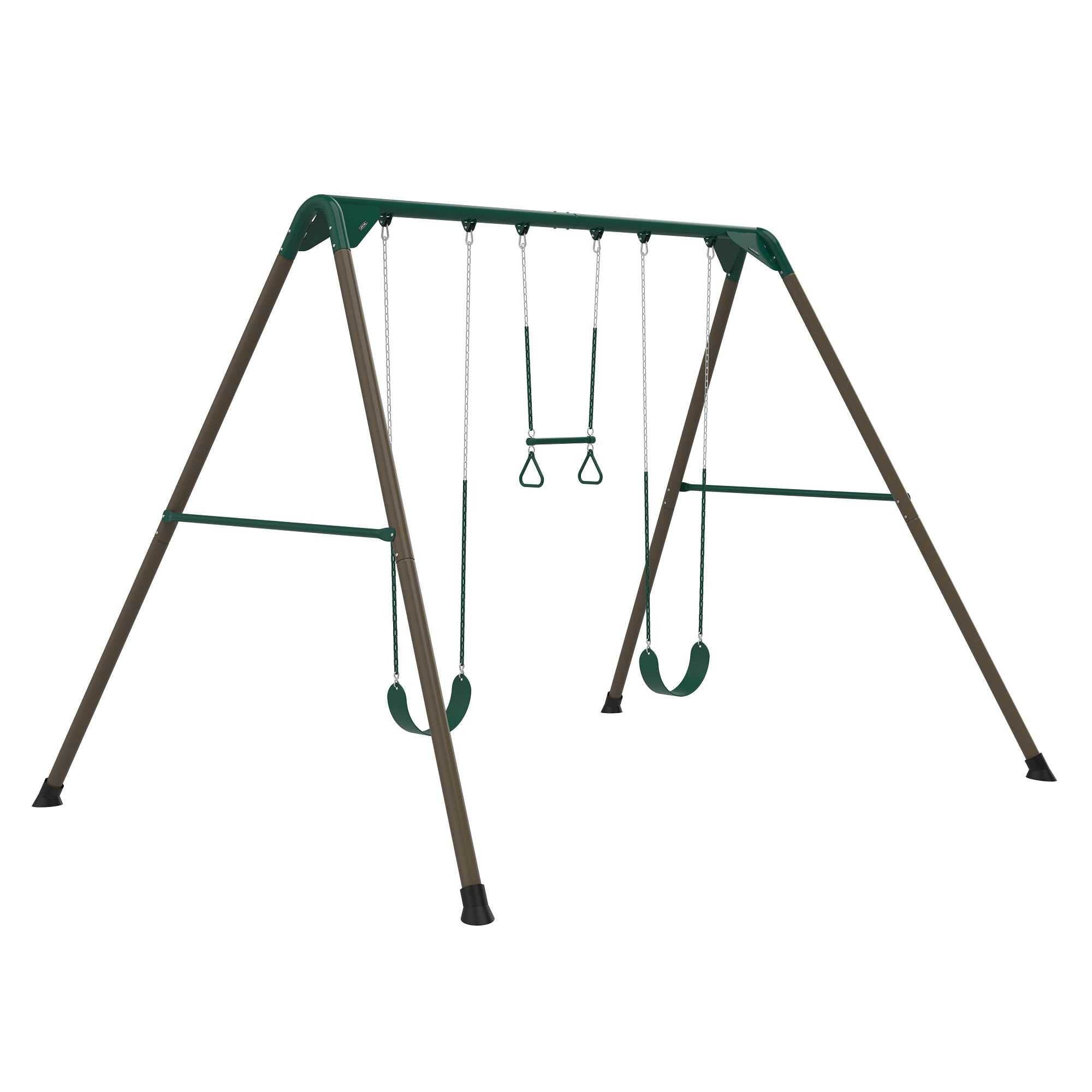 Lifetime 10-Foot Metal Swing Set, 2 Belt Swings, Trapeze with Gym Rings, UV-Resistant Powder-Coated Steel, Soft-Grip Chains, Fre