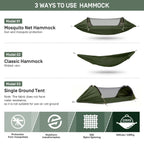 Etrol Camping Hammock With Mosquito Net,3 In 1 Function Parachute Portable Hammock,Double & Single Hammocks Tent For Travel Outd