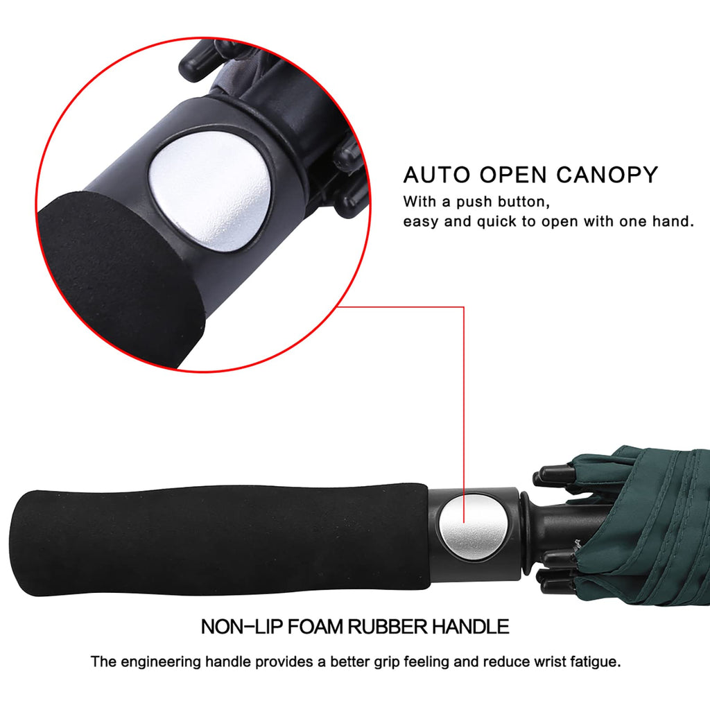 G4Free 62 Inch Automatic Open Golf Umbrella Extra Large Oversize Double Canopy Vented Windproof Waterproof Stick Umbrellas(Dark