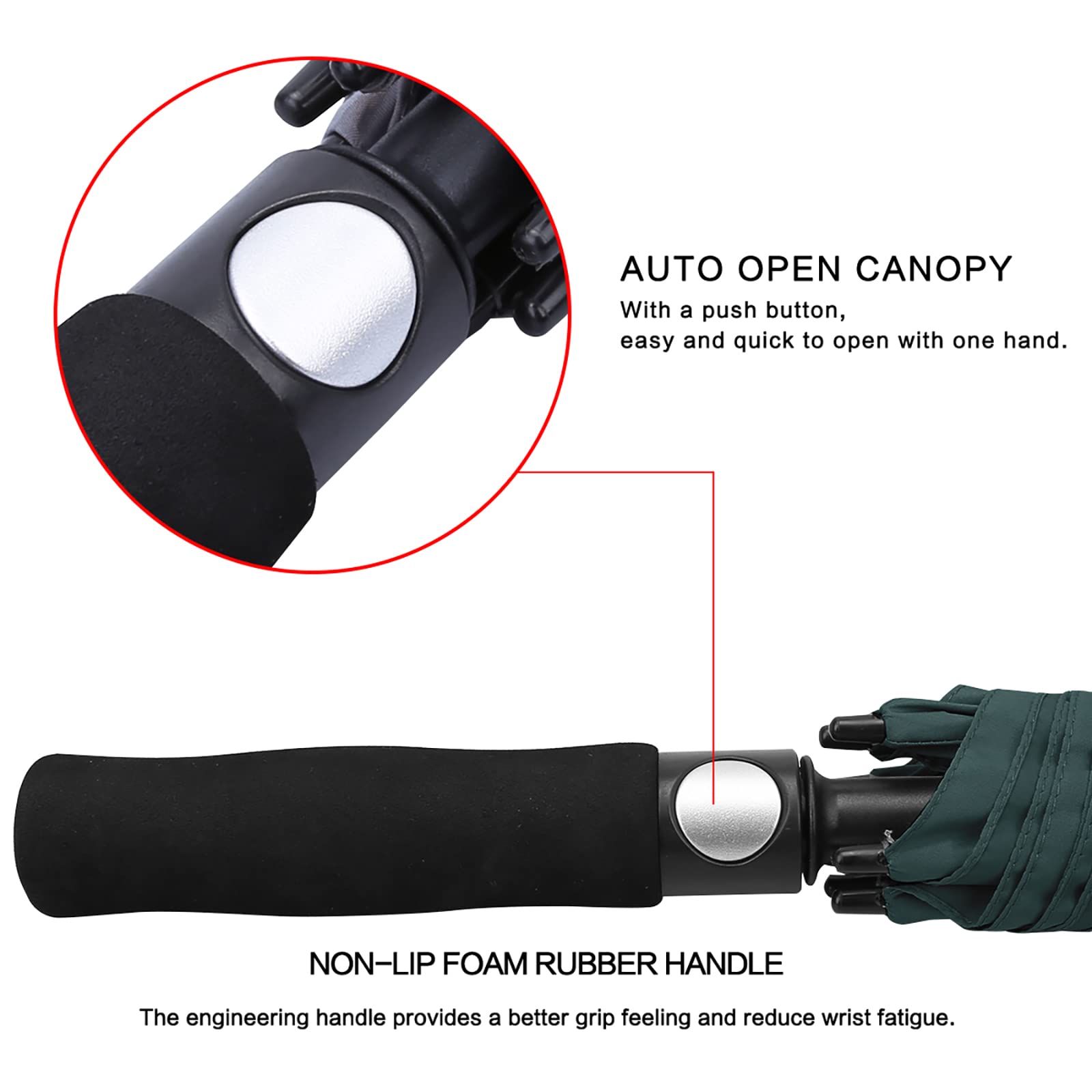 G4Free 62 Inch Automatic Open Golf Umbrella Extra Large Oversize Double Canopy Vented Windproof Waterproof Stick Umbrellas(Dark