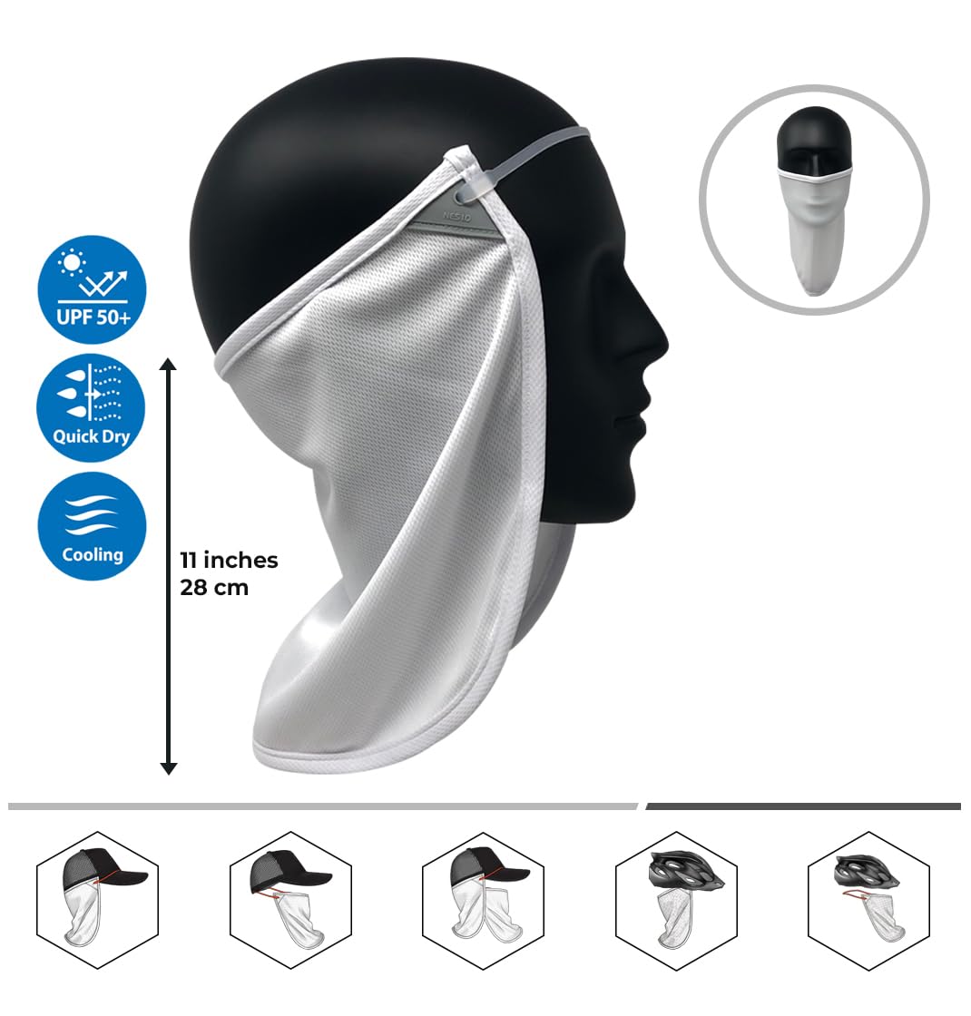 Coolnes - Uv Sun Protection Neck Drape Adjustable Multifunctional 2 In 1 Face Covering For Outdoor Fishing - Unisex White