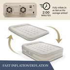 King Koil Luxury Queen Size Air Mattress With Built-In Pump, Plush Top, Home Camping Guests Inflatable Airbed, Double High Blow