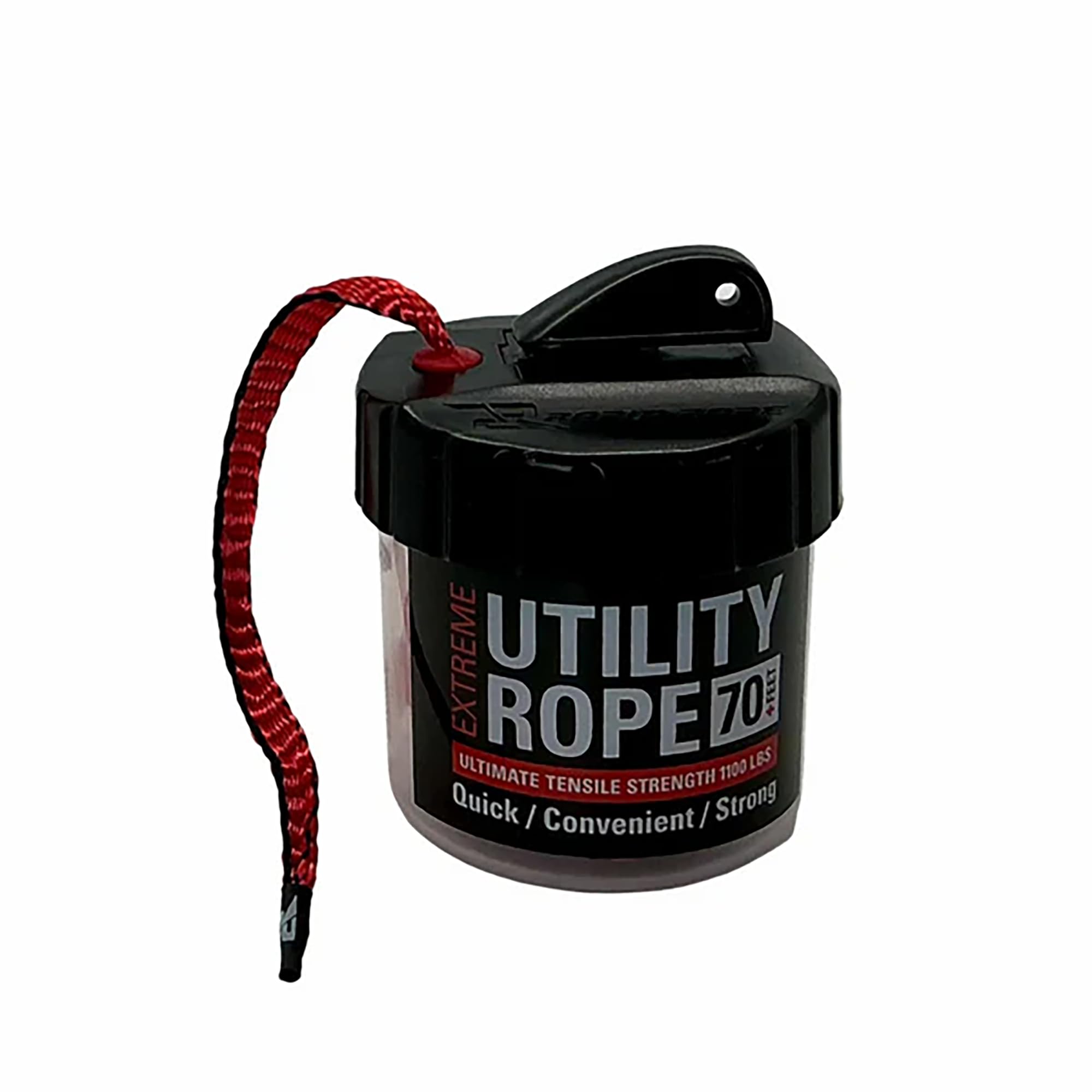 Rapid Rope Canister 70Ft Red Flat Tactical Paracord, Made In Usa, 1100Lb Tested Heavy Duty Poly Rope Test Cord, Non-Tangle Dispe