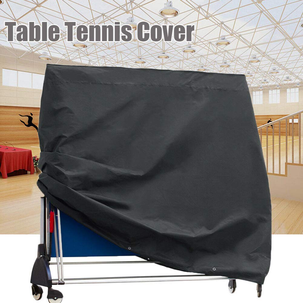 J&C Table Tennis Cover Upright 420D Ping Pong Table Cover, Black Full Uv Protected Table Tennis Cover Outdoor Waterproof Heavy D