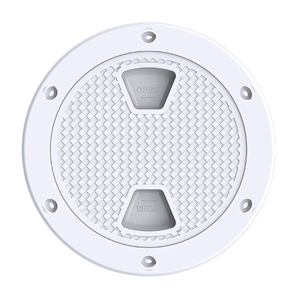 SEAFLO Marine Circular Non-Slip Screw Out Deck Plate Inspection Access Hatch 4/6/8 White/Black/Tan (8, White)