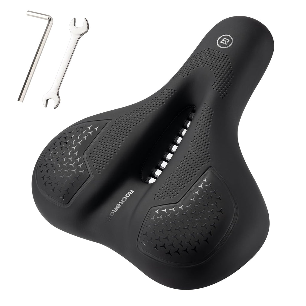 Rockbros Comfort Bike Seat - Universally Comfy Gel Bicycle Seat Fits Stationary, Mountain, And Cruiser Bike Saddles - Easy Assem