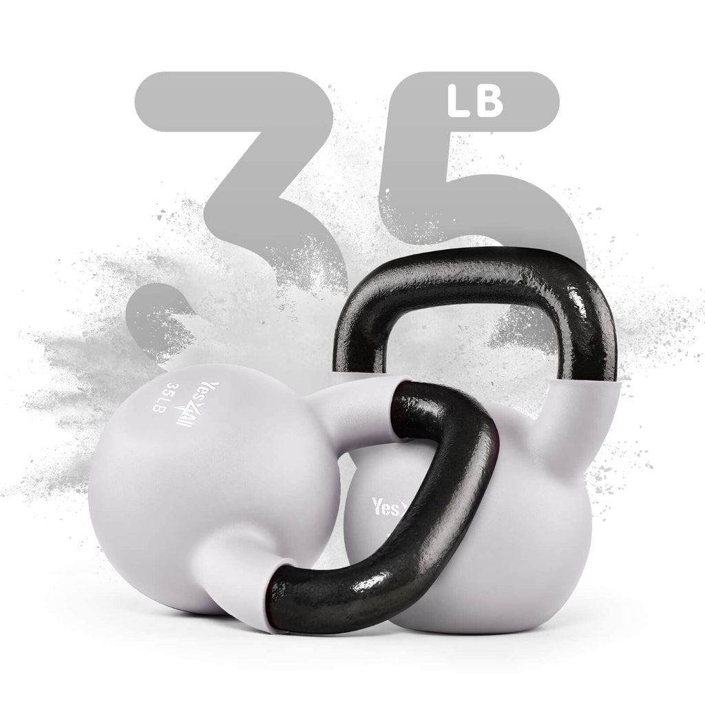 Yes4All Neoprene Coated & Kettlebell Sets - Hand Weights For Home Gym & Dumbbell Weight Set Training 35 Lb