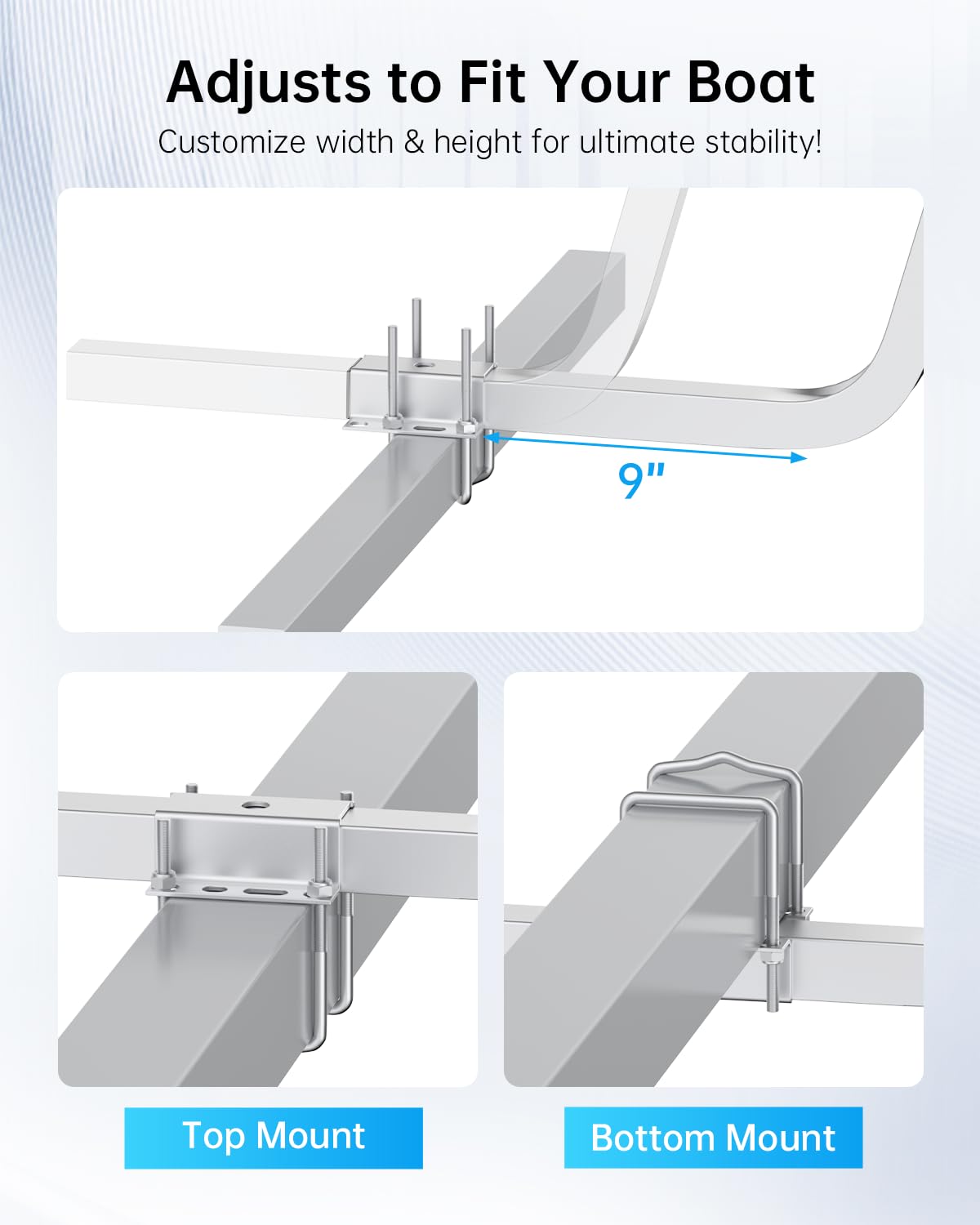 Jy Performance 57 In Boat Trailer Guides Bunk Carpeted, Adjustable Boat Guide-On Hot Dip Galvanized Finish For Ski Boat, Fishing