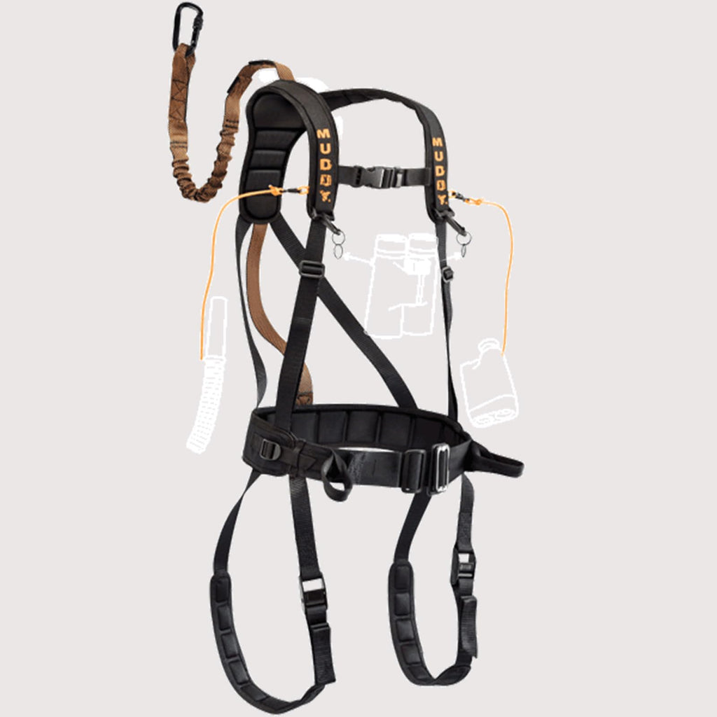 MUDDY Safeguard Youth Combo Safeguard Harness, Linemans Rope, Tree Strap, Suspension Relief Strap, & Carabiner Super Light Easy