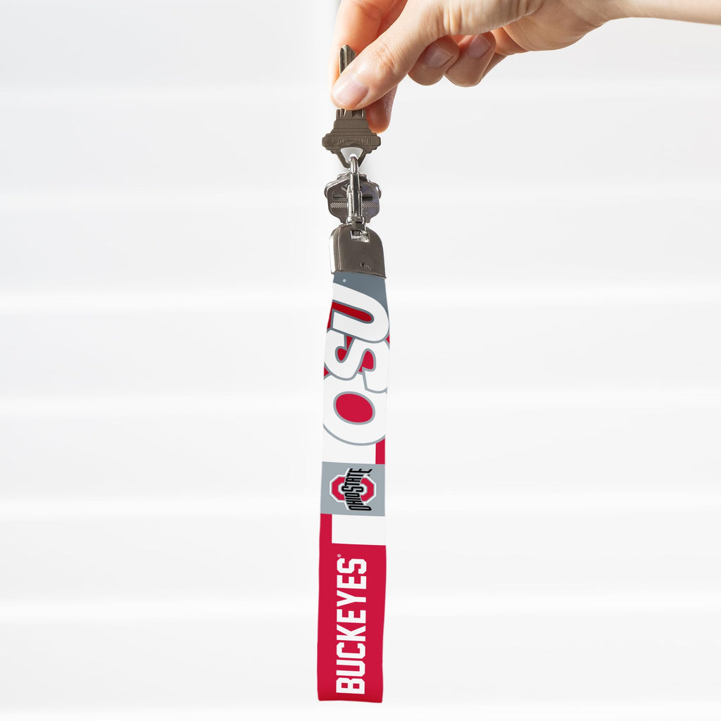 Rico Industries Ncaa Ohio State Buckeyes Wrist Lanyard Key Chain, Cute Wristlet Strap Keychain Holder For Women Men Car Keys Id