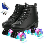 Xudrez Classic Roller Skates High-Top Double-Row Leather Roller Skates For Women And Men (Black Flash Wheel,10)