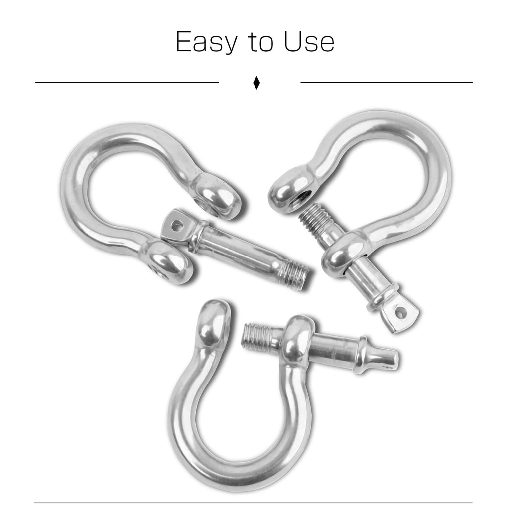Amysports Heavy Duty Chain Shackle Stainless Lifting Load Pin Shackle Anchor Bow Marine Ring Shackles Steel Screw Outdoor M5 350