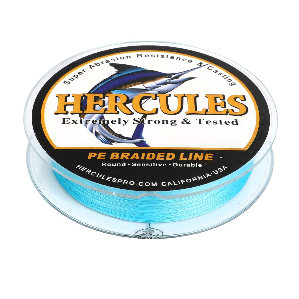 Hercules Braided Fishing Line 1500M 1640Yds 10Lbs-200Lbs Pe Superline 8 Strands (Blue 150Lb/68Kg 0.62Mm)