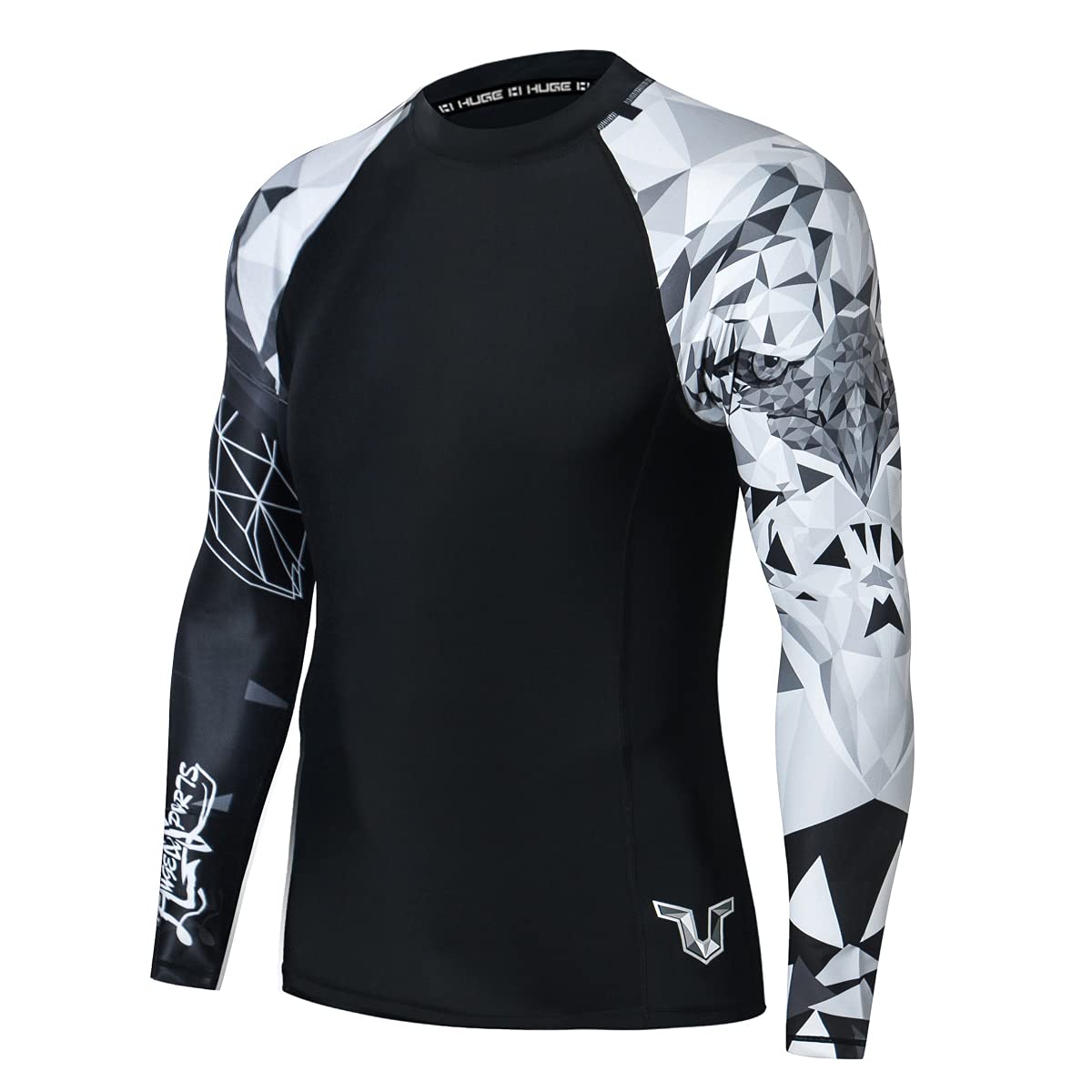HUGE SPORTS Wildling Series UV Protection Quick Dry Compression Rash Guard (Eagle,2XL)