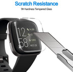 5 Pack] Compatible For Fitbit Versa 2 Tempered Glass Screen Protector, Ymhml Waterproof 9H Hardness Crystal Clear No-Bubble] Ant