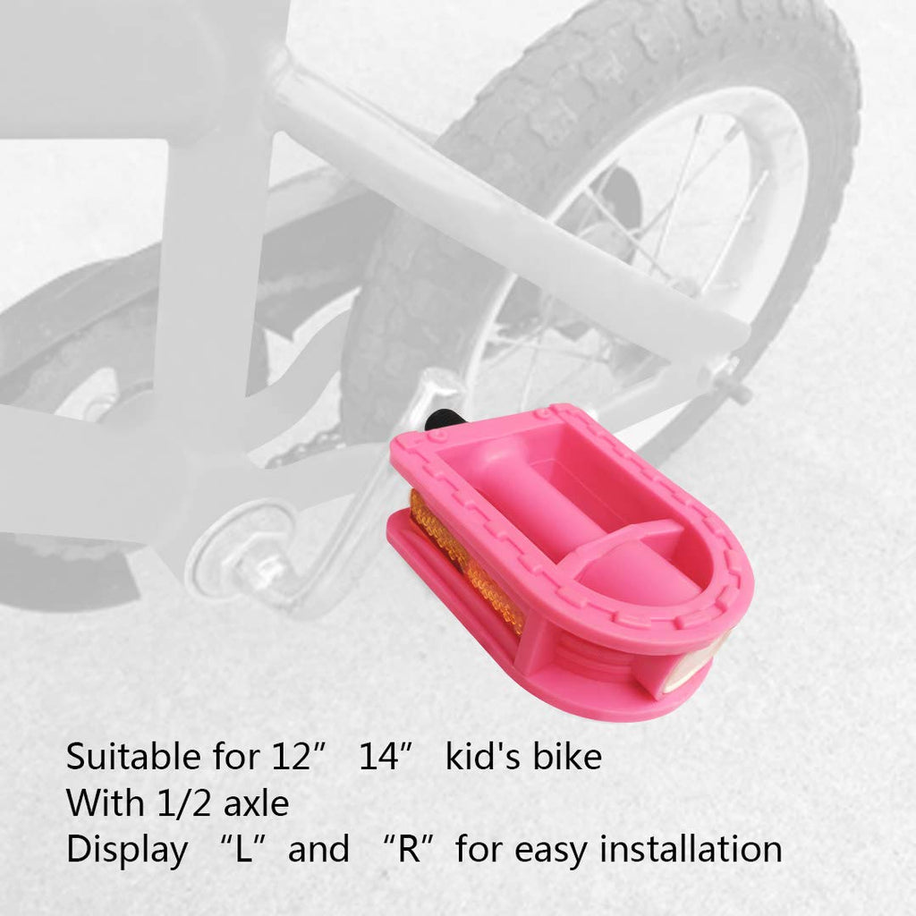 N3Od3Er Upgraded Kid'S Bike Pedal 1/2-Inch Bike Pedals 1 Pair Kids Spindle Pedals Resin Fit 12'' 14'' Youth Bikes (Pink)