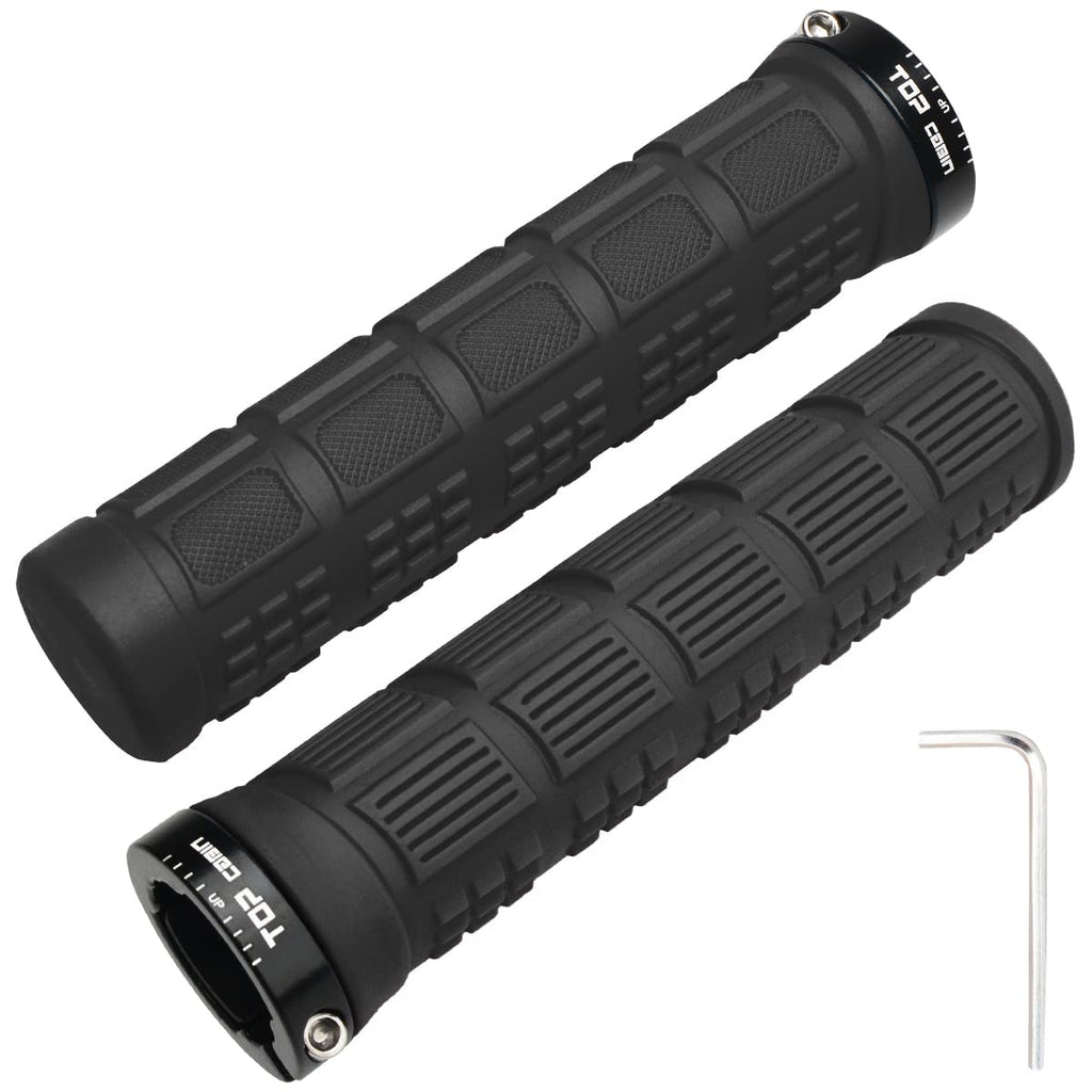 Topcabin Bike Grips Double Lock On Locking Bicycle Handlebar Grips Cycle Bicycle Mountain Bike Bmx Floding (Rubber Grips Black 1