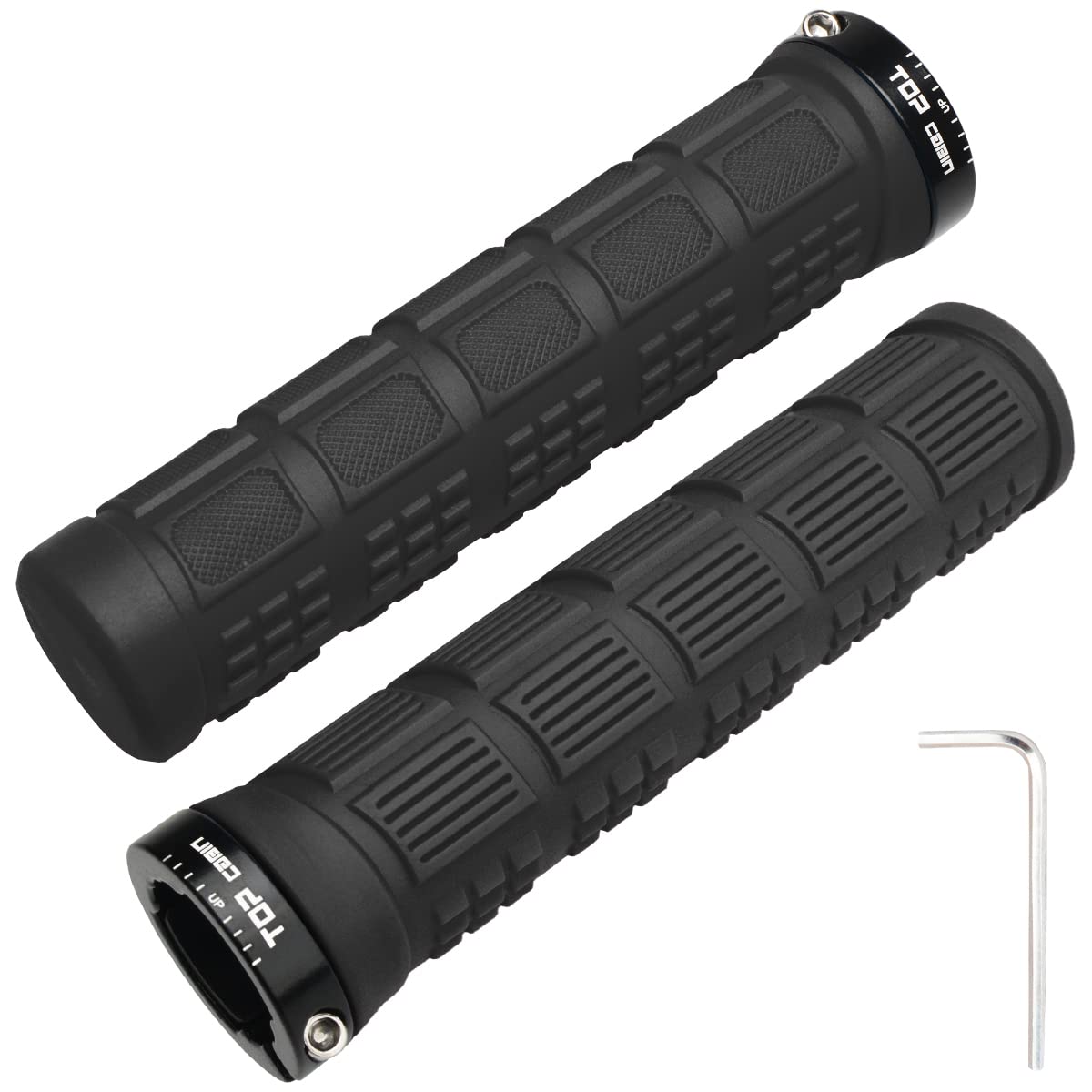 Topcabin Bike Grips Double Lock On Locking Bicycle Handlebar Grips Cycle Bicycle Mountain Bike Bmx Floding (Rubber Grips Black 1