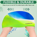 Vorshape Swim Cap Kids (2 Pack), Durable Waterproof Swimming Cap For Girls Boys Teens Toddler, Comfortable Fit For Long Hair And