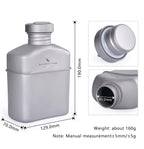 Boundless Voyage Titanium Military Canteen With Carry Bag Outdoor Camping Big Capacity Water Bottle Cup Pot Mess Kits 1100Ml Ti1