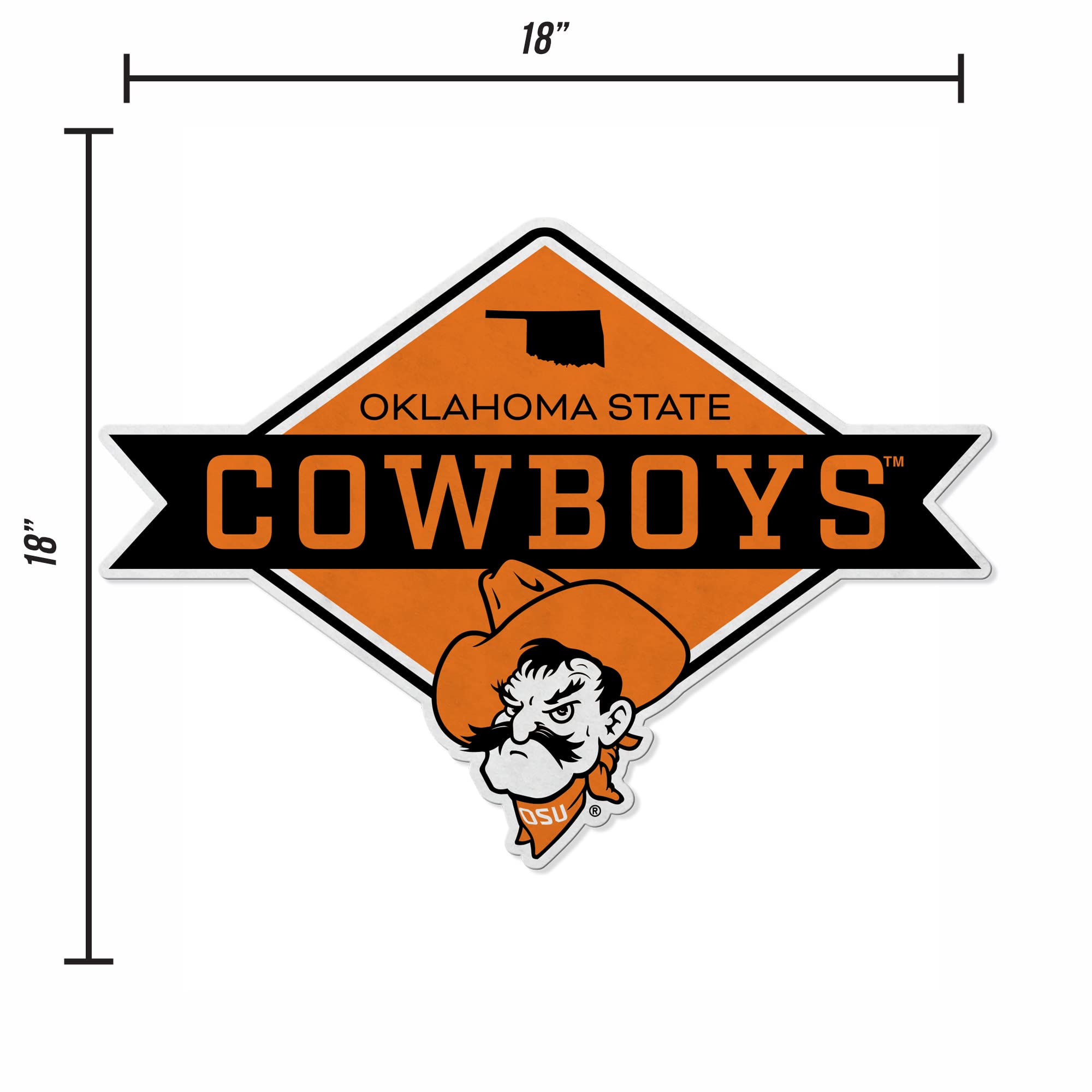 Rico Industries Ncaa Oklahoma State Cowboys Diamond Shape Cut Pennant - Home And Living Room D  Cor - Soft Felt Ez To Hang 20.5