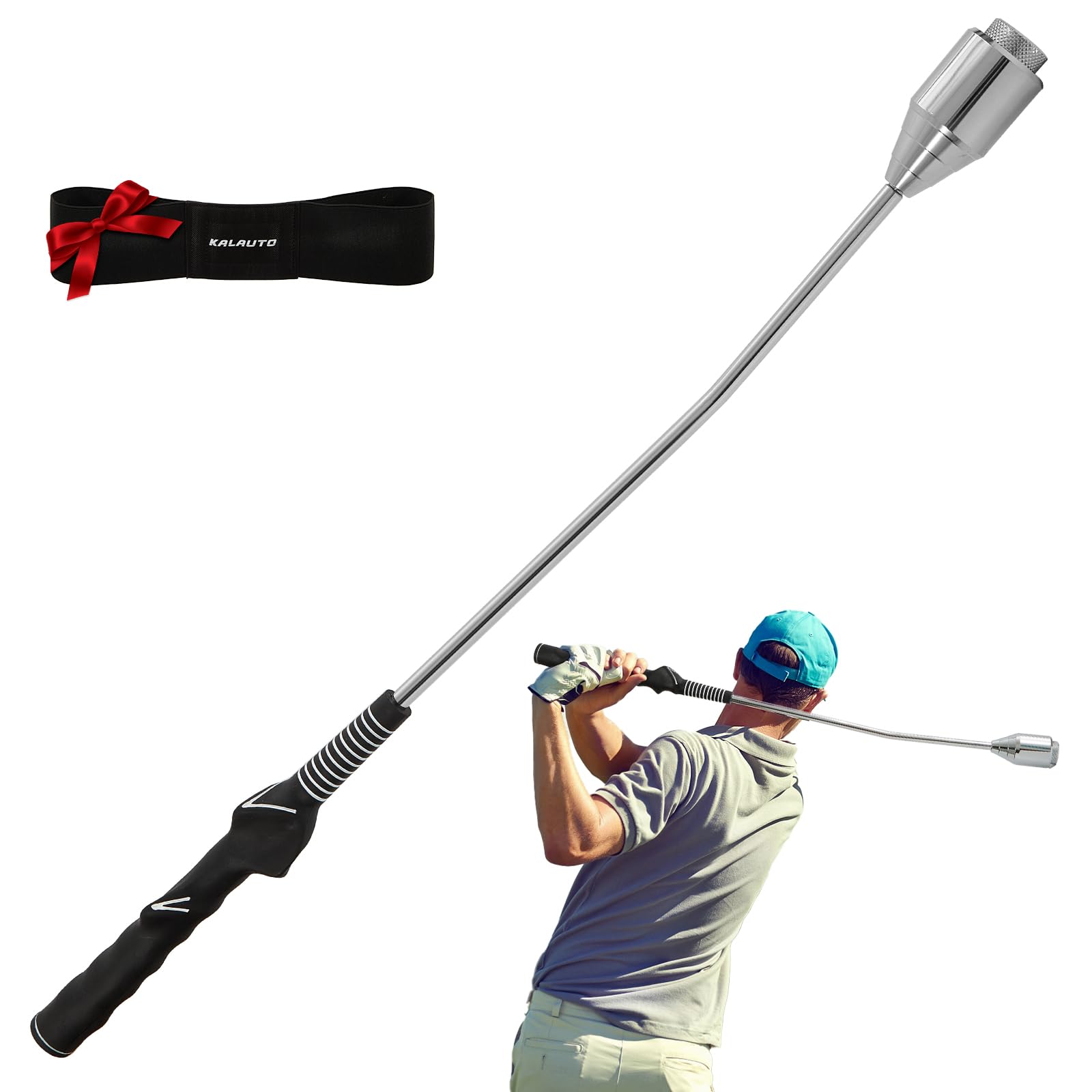 KALAUTO Weighted Golf Swing Trainer & Grip Trainer,Golf Swing Training Aid,Golf Grip Trainer for Indoor Practice,Warm-up,Stretch