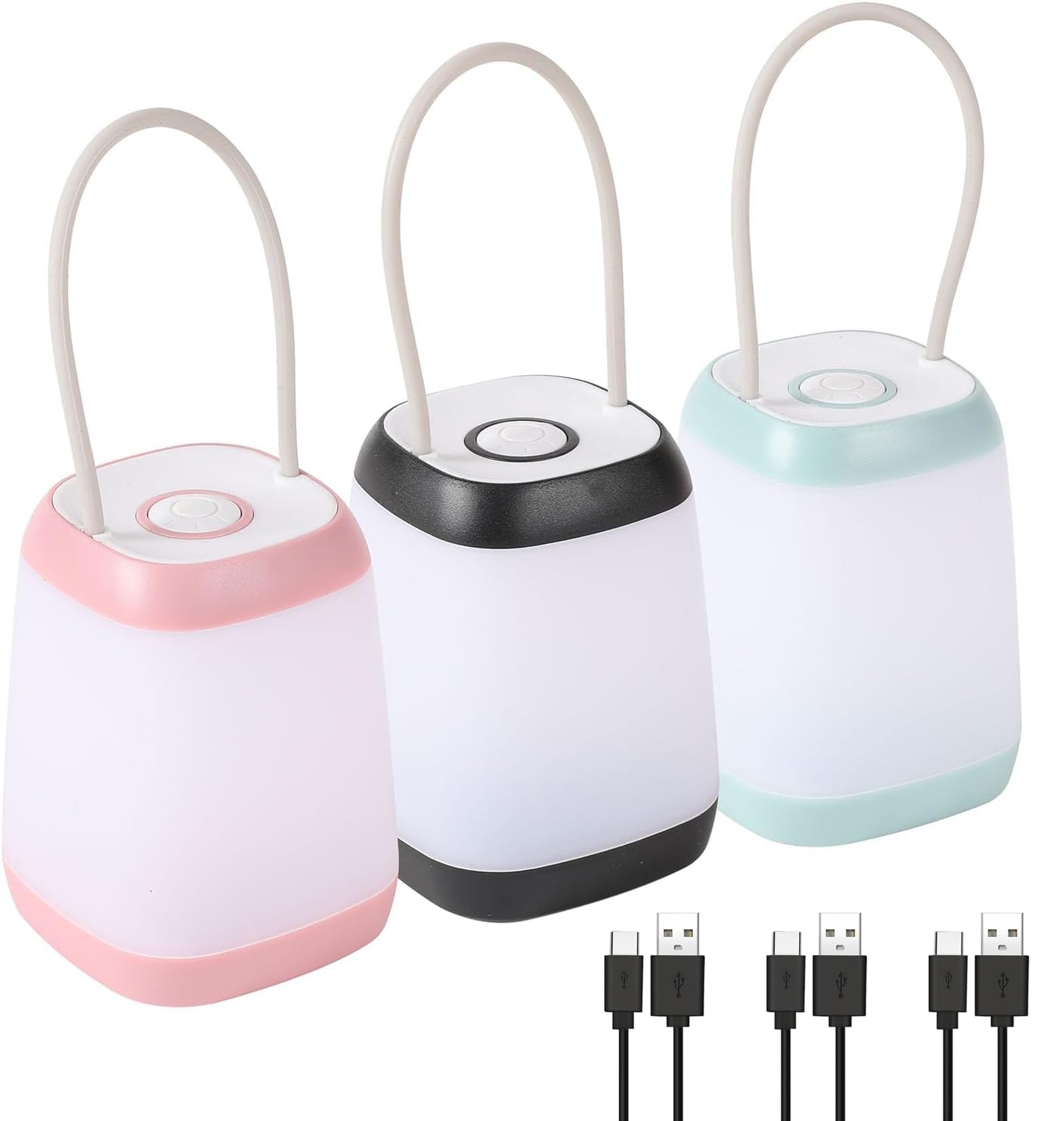 Hilngav 3 Pack LED Camping Light, 3 Light Modes Rechargeable Battery Powered Night Light for Indoor and Outdoor Emergency Light,