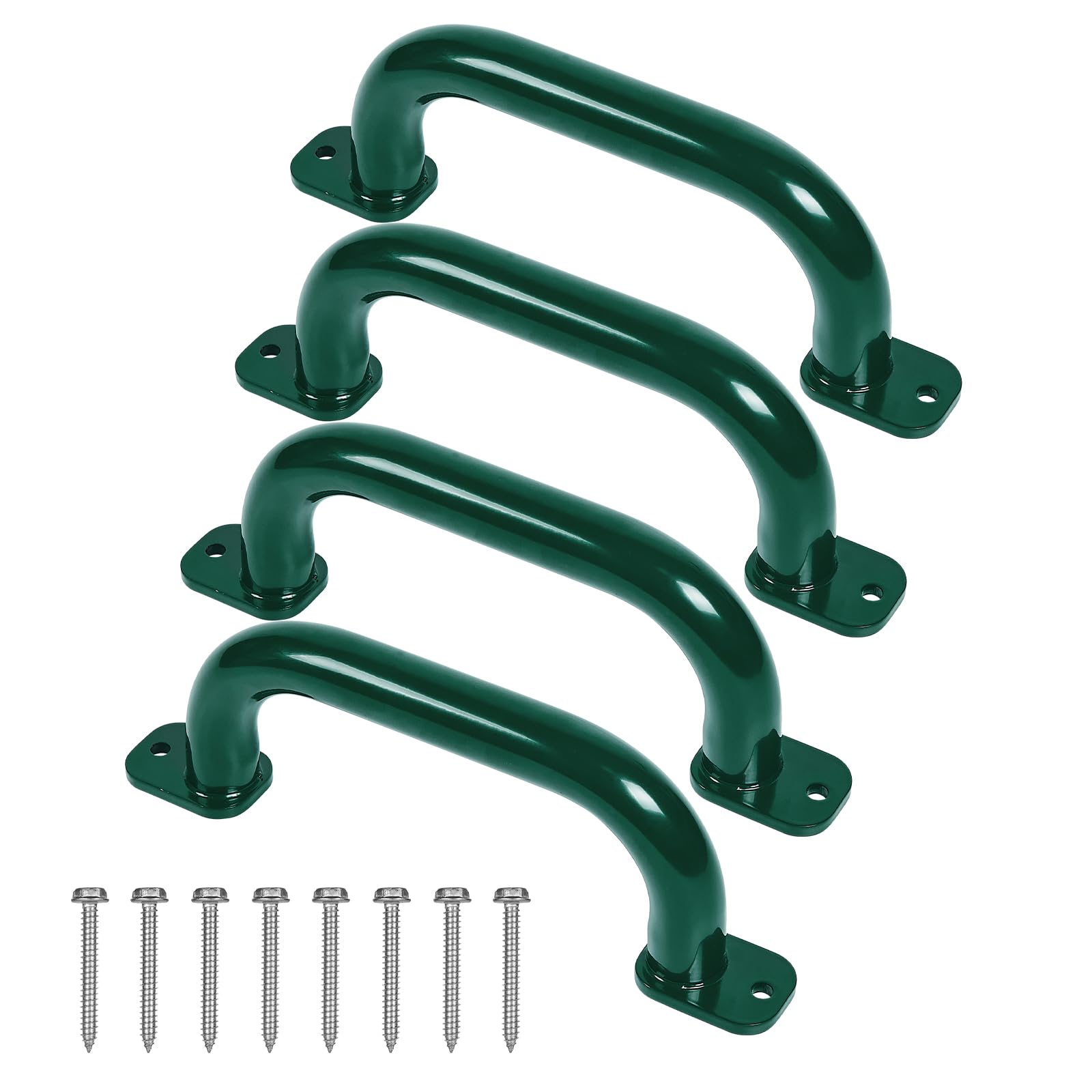 ESPETS 10 Inch 4 Pieces Outdoor Playground Accessories Handles Metal Green - Playset Attachment Grab Handles, Playset Grab Bars,