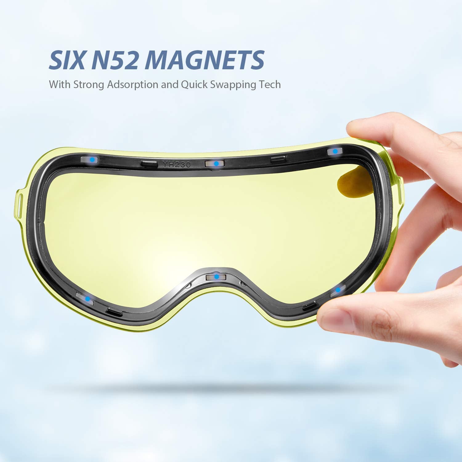 Vanrora X-Mag Ski Goggles Replacement Lens, Vlt 87.4% Yellow Lens