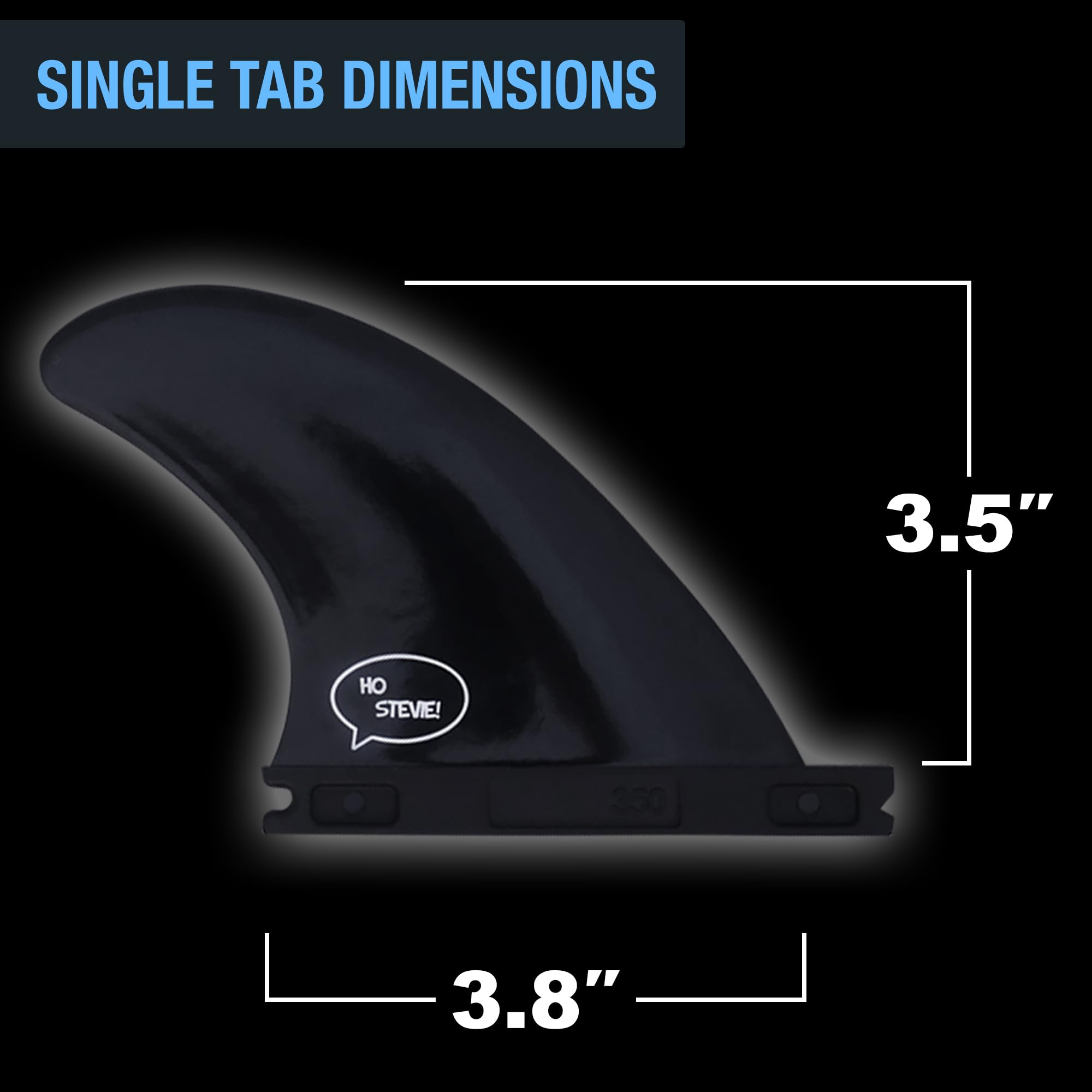 Ho Stevie! Surfboard Side Bite Fins/Rear Trailer Fins (Twin Tab Or Single Tab) [Choose Color] (Black, Twin Tab)