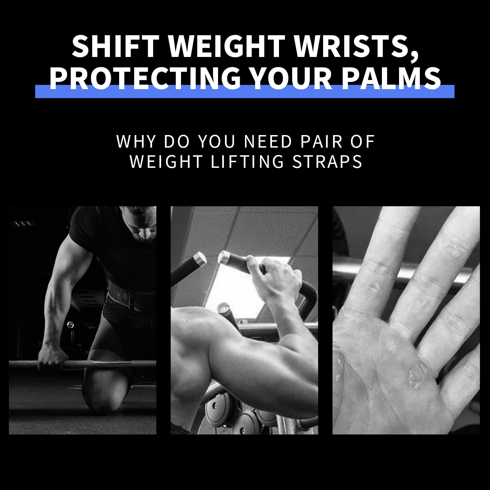 Manueklear Weight Lifting Grips, Leather Hooks Straps For Deadlifts, Pull-Ups, Heavy Shrugs, Non-Slip Adjustable Wrist Wrap Glov