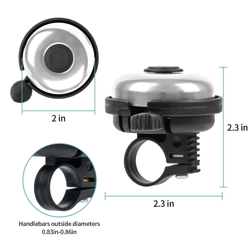 Xthuge Classic Bike Bell, Aluminum Bicycle Bell, Loud Crisp Clear Sound Bicycle Bike Bell For Adults Kids(Silver-Left Hand Use)