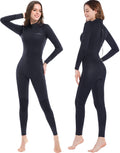 Dark Lightning Full Body Wetsuit Women, 3/2Mm Wet Suit Womens Diving Surfing Snorkeling Kayaking Water Sports (Women - Black-3/2