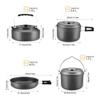 Bulin 13Pcs Camping Cookware Mess Kit, Nonstick Backpacking Cooking Set, Outdoor Cook Gear For Family Hiking, Picnic Lightweight
