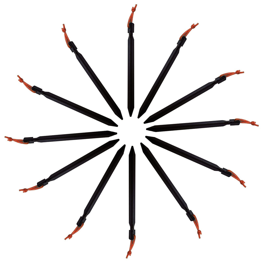 12 Pack Tent Stakes, 7075 Ground Metal Camping Aluminum Tent Pegs, Lightweight Stakes Heavy Duty Spikes Camping Accessories, Bla