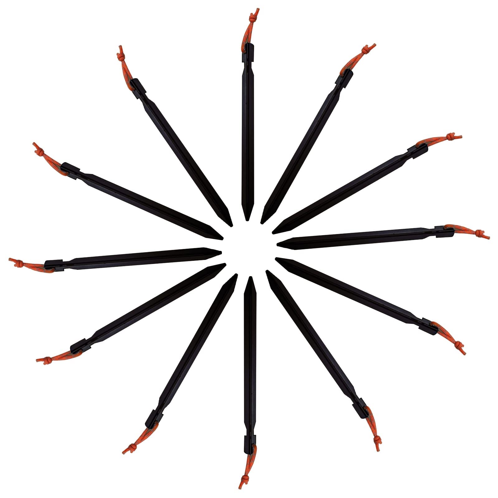 12 Pack Tent Stakes, 7075 Ground Metal Camping Aluminum Tent Pegs, Lightweight Stakes Heavy Duty Spikes Camping Accessories, Bla