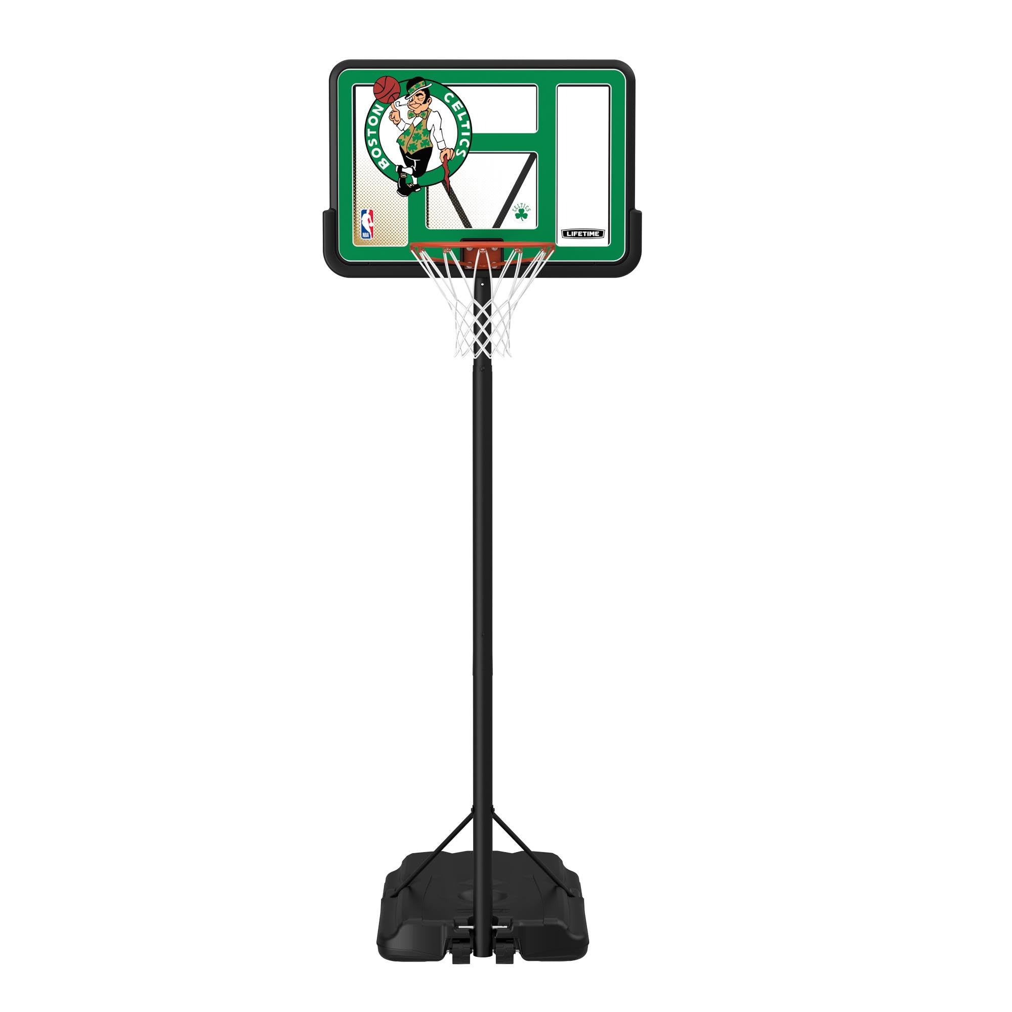 Lifetime NBA Boston Celtics Portable Basketball Hoop, Adjustable Height 7.5-10 Ft, 44 Inch Shatterproof Fusion Backboard, Base w
