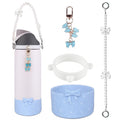Water Bottle Accessories Set For Owala Freesip 32 Oz Includes Pearl Handle Strap, Bow Charms,3.3Inch Silicone Bling Boot For Ow