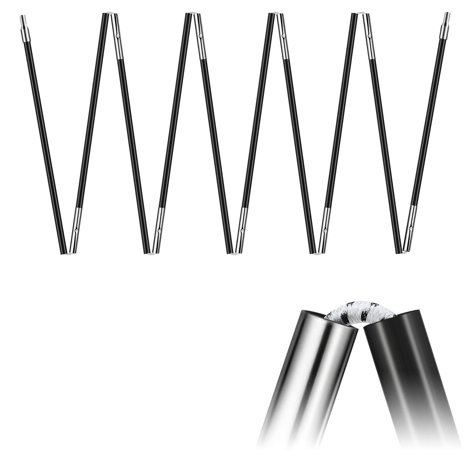 Yaocom 13.25ft 8.5mm Fiberglass Tent Poles Replacement Pre Assembled Black Tent Poles Camping Rod Parts for Hiking Outdoor Campi