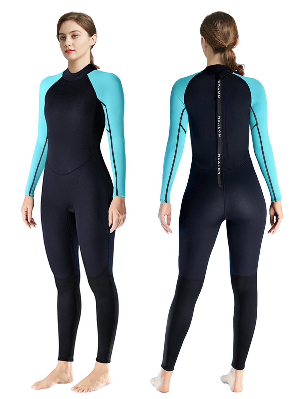 REALON Womens Wetsuit Neoprene Full Wet Suits 3mm Keep Warm Winter Morning Cold Water Swimming or Sea Surfing Snorkeling Diving 