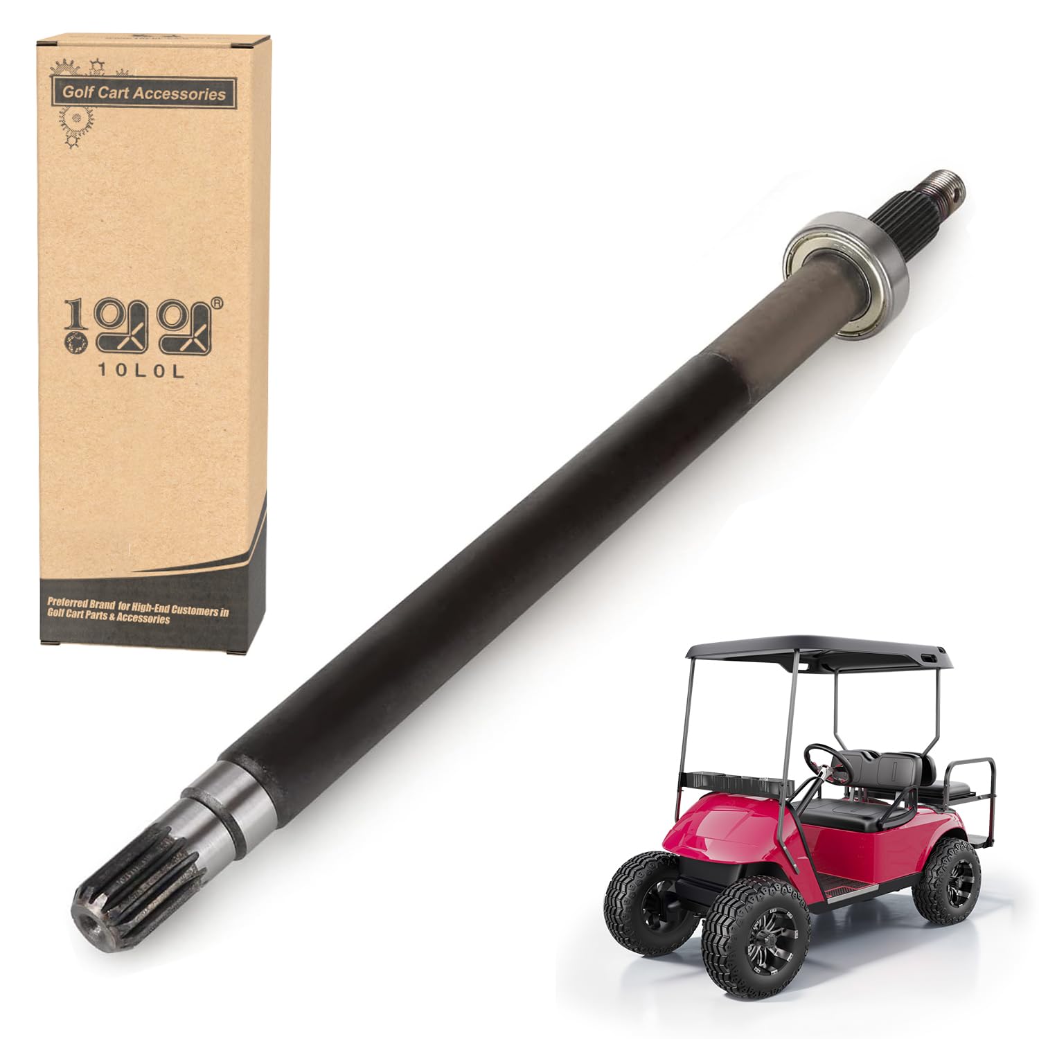 10L0L Driver Side Rear Axle Shaft For 1994.3-2009 Ezgo Gas Txt, Medalist, St, Mpt Gas Golf Cart, Includes Bearing, Oem# 72056G01